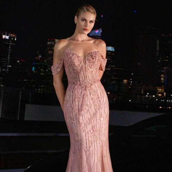 CD Dresses & Skirts - New Evening Off Shoulder Beads Embellished Long Mermaid Formal Dress CD CC341